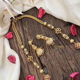 Vriksham Vethakam Traditional Gold Ball Red Ruby Beaded Neckpiece-G20659